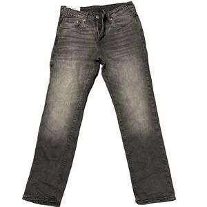 H&M Black Jeans Mens 31x32 Regular Fit Straight Leg Faded Whiskered Stretch